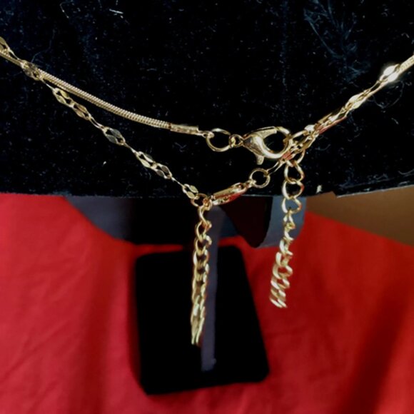 Double-Strand Fashion 18k Gold Plated Chain Necklace Adjustable 17” to 19” - Picture 2 of 2